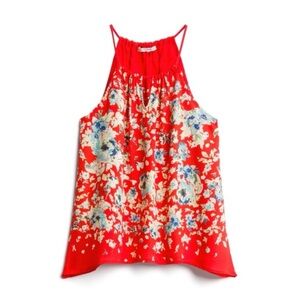 NWT Collective Concepts Red Yellow & Blue Floral Krissa Keyhole Halter Blouse XL